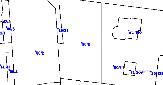 Parcela st. 80/8 v KÚ Vysoký Újezd u Berouna, Katastrální mapa