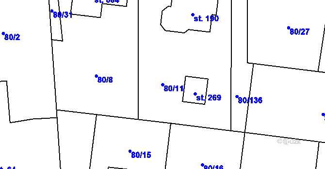 Parcela st. 80/11 v KÚ Vysoký Újezd u Berouna, Katastrální mapa
