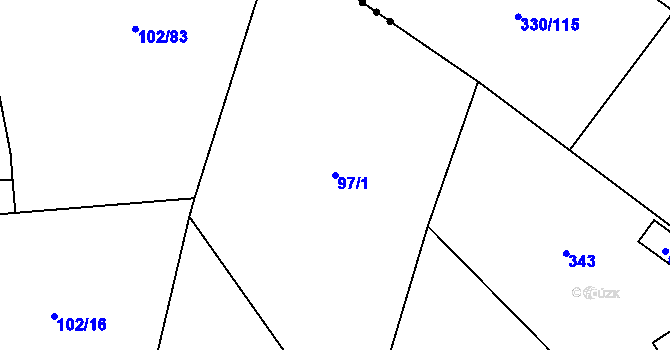 Parcela st. 97/1 v KÚ Vysoký Újezd u Berouna, Katastrální mapa