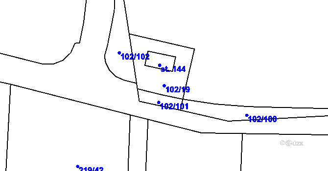Parcela st. 102/19 v KÚ Vysoký Újezd u Berouna, Katastrální mapa