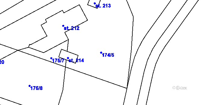 Parcela st. 174/5 v KÚ Vysoký Újezd u Berouna, Katastrální mapa