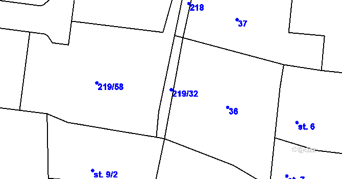 Parcela st. 219/32 v KÚ Vysoký Újezd u Berouna, Katastrální mapa