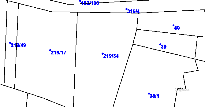 Parcela st. 219/34 v KÚ Vysoký Újezd u Berouna, Katastrální mapa