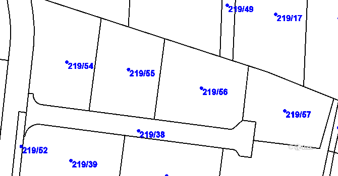 Parcela st. 219/38 v KÚ Vysoký Újezd u Berouna, Katastrální mapa