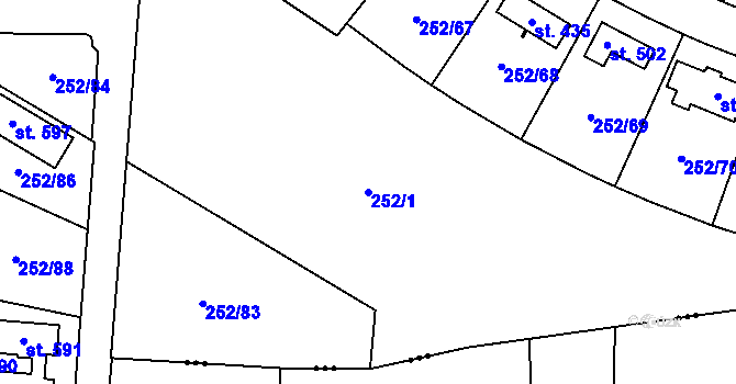 Parcela st. 252/1 v KÚ Vysoký Újezd u Berouna, Katastrální mapa