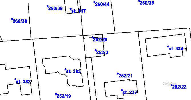 Parcela st. 252/3 v KÚ Vysoký Újezd u Berouna, Katastrální mapa