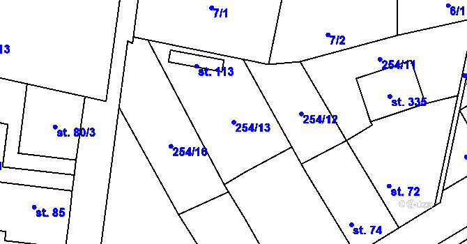 Parcela st. 254/13 v KÚ Vysoký Újezd u Berouna, Katastrální mapa