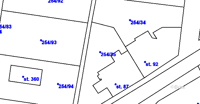 Parcela st. 254/35 v KÚ Vysoký Újezd u Berouna, Katastrální mapa