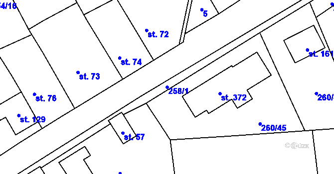 Parcela st. 258/1 v KÚ Vysoký Újezd u Berouna, Katastrální mapa