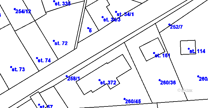 Parcela st. 258/4 v KÚ Vysoký Újezd u Berouna, Katastrální mapa