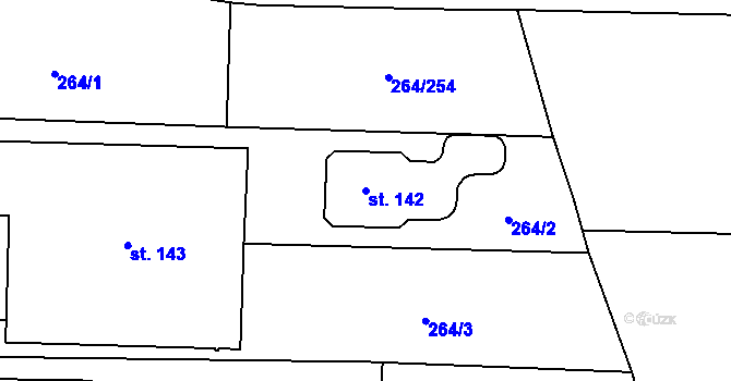 Parcela st. 142 v KÚ Vysoký Újezd u Berouna, Katastrální mapa