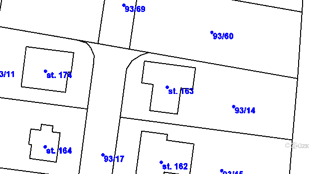 Parcela st. 163 v KÚ Vysoký Újezd u Berouna, Katastrální mapa