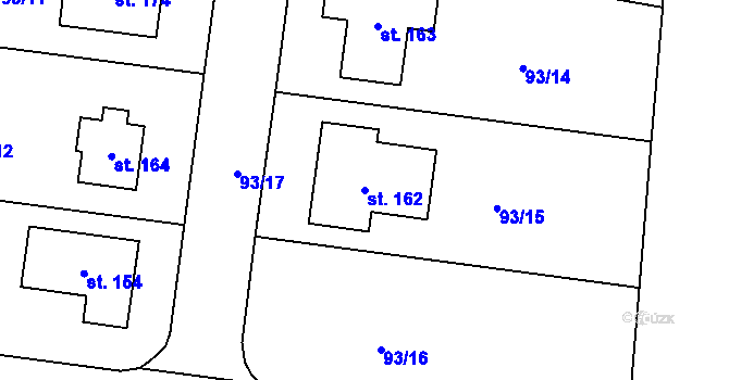 Parcela st. 162 v KÚ Vysoký Újezd u Berouna, Katastrální mapa