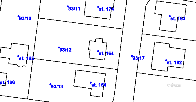 Parcela st. 164 v KÚ Vysoký Újezd u Berouna, Katastrální mapa
