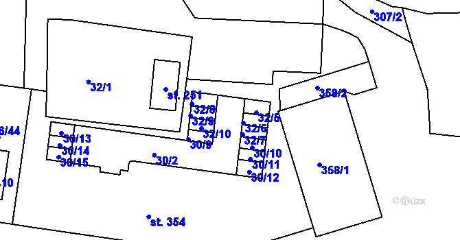 Parcela st. 32/5 v KÚ Vysoký Újezd u Berouna, Katastrální mapa