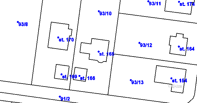Parcela st. 165 v KÚ Vysoký Újezd u Berouna, Katastrální mapa