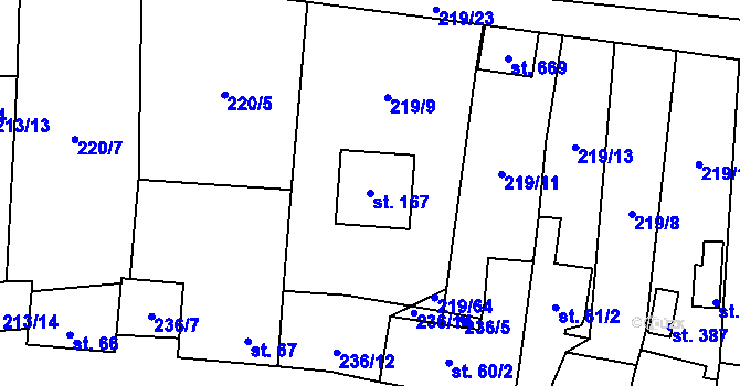 Parcela st. 167 v KÚ Vysoký Újezd u Berouna, Katastrální mapa