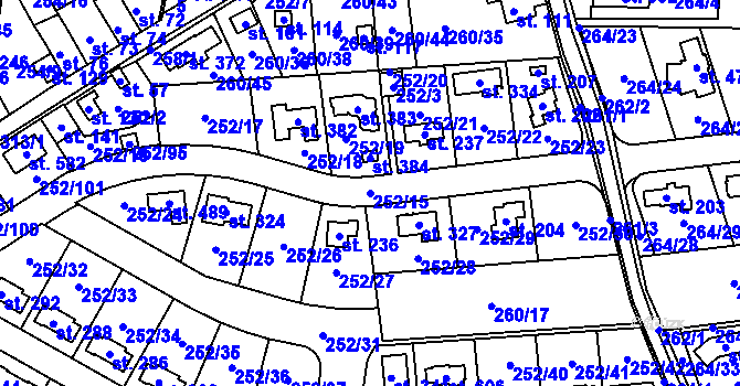 Parcela st. 252/15 v KÚ Vysoký Újezd u Berouna, Katastrální mapa