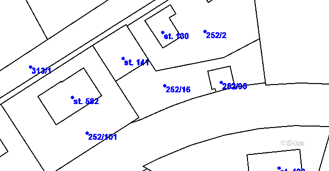 Parcela st. 252/16 v KÚ Vysoký Újezd u Berouna, Katastrální mapa