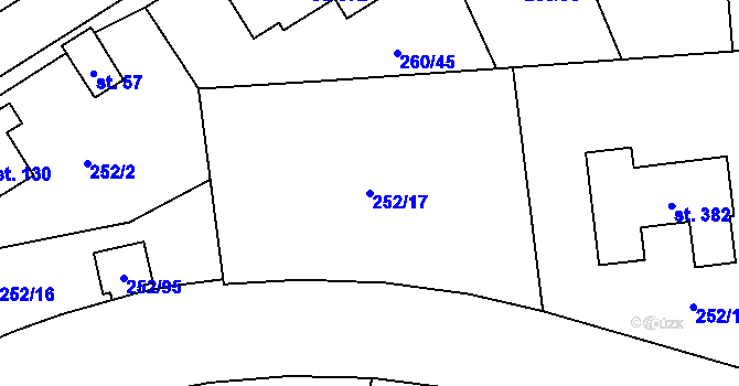 Parcela st. 252/17 v KÚ Vysoký Újezd u Berouna, Katastrální mapa