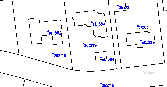 Parcela st. 252/19 v KÚ Vysoký Újezd u Berouna, Katastrální mapa