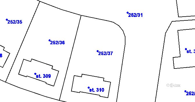 Parcela st. 252/37 v KÚ Vysoký Újezd u Berouna, Katastrální mapa