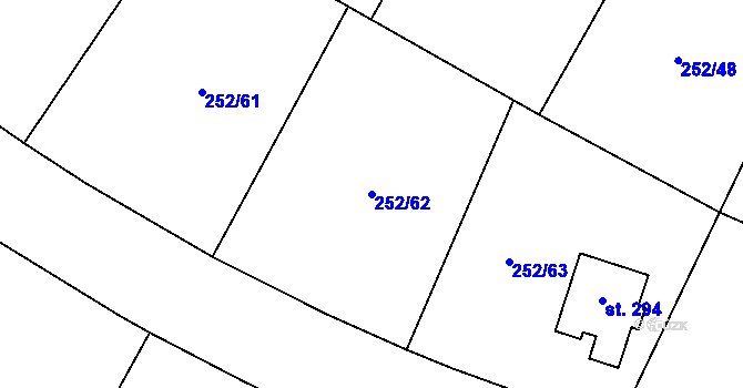 Parcela st. 252/62 v KÚ Vysoký Újezd u Berouna, Katastrální mapa