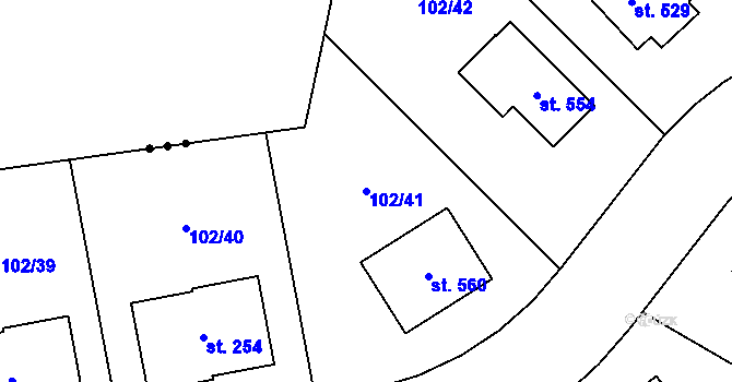 Parcela st. 102/41 v KÚ Vysoký Újezd u Berouna, Katastrální mapa