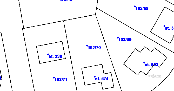 Parcela st. 102/70 v KÚ Vysoký Újezd u Berouna, Katastrální mapa
