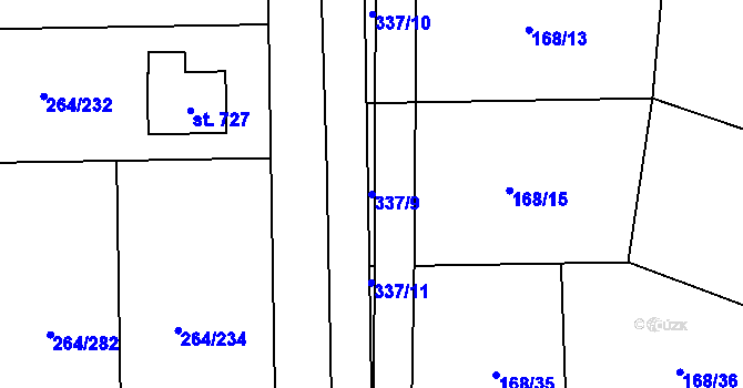 Parcela st. 337/9 v KÚ Vysoký Újezd u Berouna, Katastrální mapa