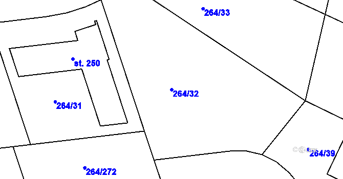 Parcela st. 264/32 v KÚ Vysoký Újezd u Berouna, Katastrální mapa