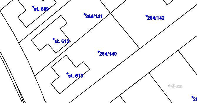 Parcela st. 264/140 v KÚ Vysoký Újezd u Berouna, Katastrální mapa