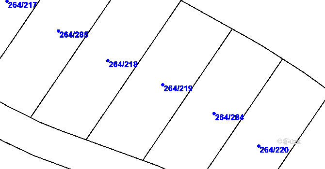 Parcela st. 264/219 v KÚ Vysoký Újezd u Berouna, Katastrální mapa