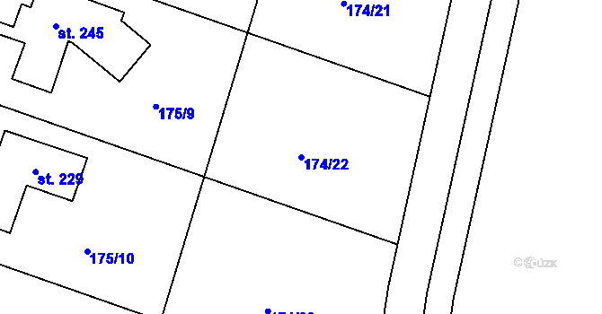 Parcela st. 174/22 v KÚ Vysoký Újezd u Berouna, Katastrální mapa