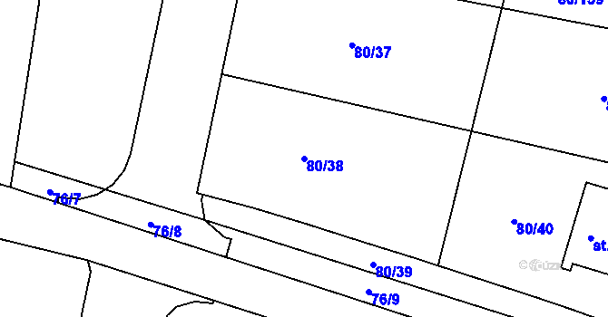 Parcela st. 80/38 v KÚ Vysoký Újezd u Berouna, Katastrální mapa
