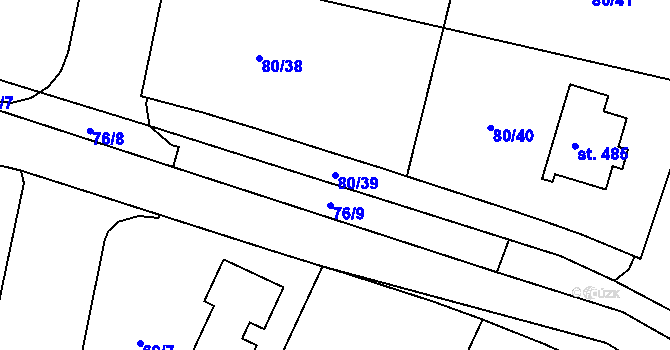 Parcela st. 80/39 v KÚ Vysoký Újezd u Berouna, Katastrální mapa
