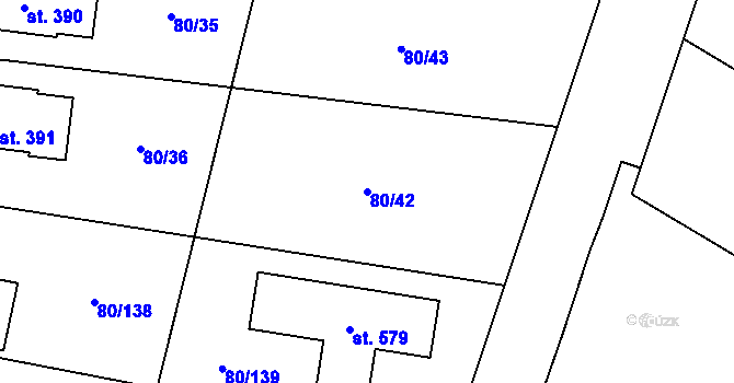 Parcela st. 80/42 v KÚ Vysoký Újezd u Berouna, Katastrální mapa