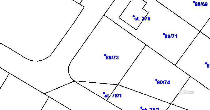 Parcela st. 80/73 v KÚ Vysoký Újezd u Berouna, Katastrální mapa