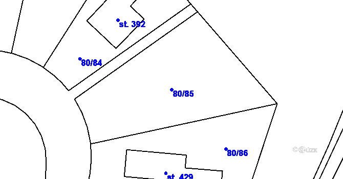 Parcela st. 80/85 v KÚ Vysoký Újezd u Berouna, Katastrální mapa