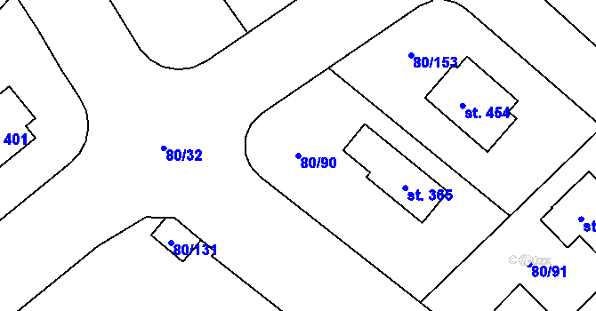 Parcela st. 80/90 v KÚ Vysoký Újezd u Berouna, Katastrální mapa