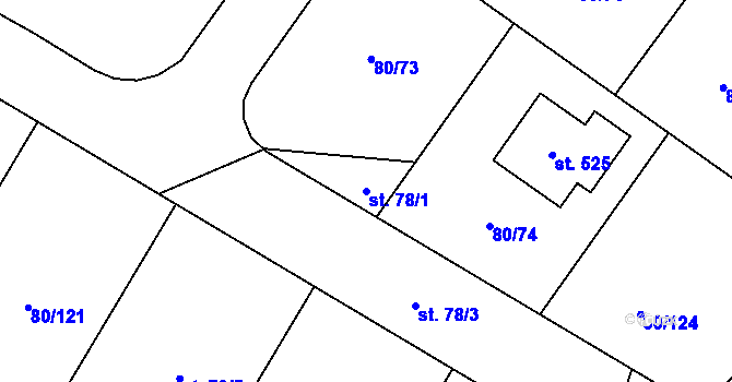 Parcela st. 78/1 v KÚ Vysoký Újezd u Berouna, Katastrální mapa