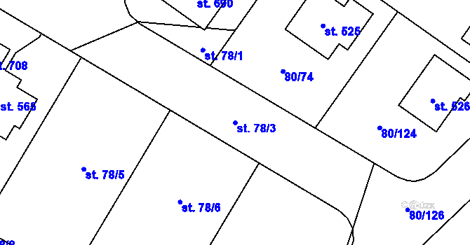 Parcela st. 78/3 v KÚ Vysoký Újezd u Berouna, Katastrální mapa