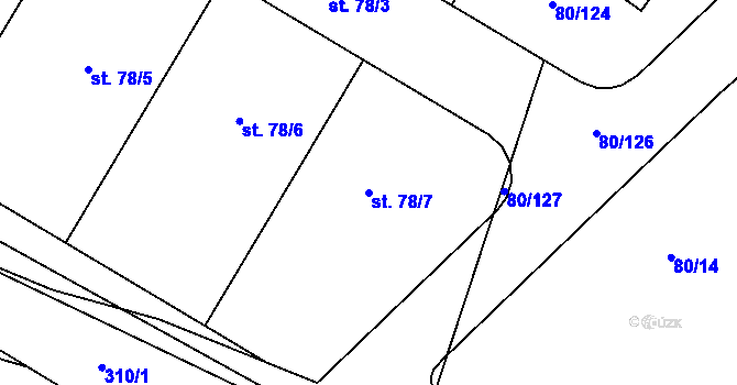 Parcela st. 78/7 v KÚ Vysoký Újezd u Berouna, Katastrální mapa