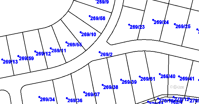 Parcela st. 269/2 v KÚ Vysoký Újezd u Berouna, Katastrální mapa