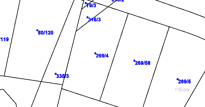 Parcela st. 269/4 v KÚ Vysoký Újezd u Berouna, Katastrální mapa