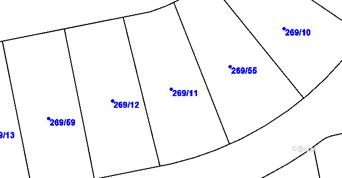 Parcela st. 269/11 v KÚ Vysoký Újezd u Berouna, Katastrální mapa