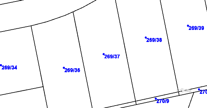 Parcela st. 269/37 v KÚ Vysoký Újezd u Berouna, Katastrální mapa