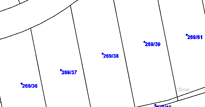 Parcela st. 269/38 v KÚ Vysoký Újezd u Berouna, Katastrální mapa