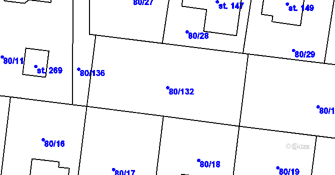 Parcela st. 80/132 v KÚ Vysoký Újezd u Berouna, Katastrální mapa