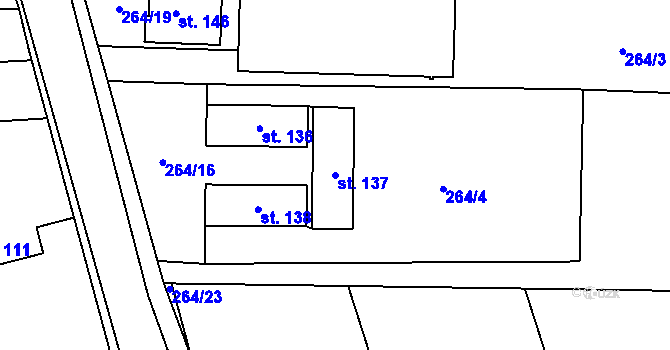 Parcela st. 137 v KÚ Vysoký Újezd u Berouna, Katastrální mapa